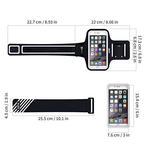 EOTW Fascia da Braccio Bracciale Sportiva per Smartphone Samsung Asus LG iPhone 6/6S Plus da Corsa Maratona Palestra Running Jogging (5,5 inch,Nero)