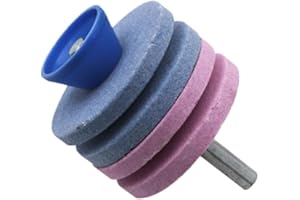 TopHomer Rasenmähermesserschärfer mit Bohrmaschine, 4-Schicht-Schleifstein für Gartengeräte mit Klingenwuchtung für Bohrmaschine, Schere, Sense, Schlitzer