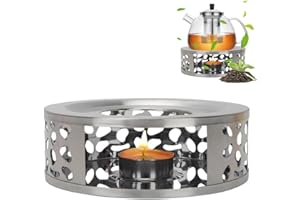 YZDZSW Teapot Warmer, Stainless Steel Teapot Warmer Base, 15 cm Diameter & 5.1 cm High Stainless Steel Teapot Warmer Stainless Steel Coffee Warmer for Milk Tea Coffee and Milk