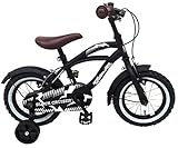 Für 85% zusammengebaut! Kinderfahrrad Jungenfahrrad 12 Zoll Black Cruiser Bremsen am Lenker Stützräder Schwarz
