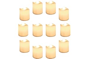 Yeahmart 12 Pack LED Tea Light Candles, Battery Operated Flameless Flickering LED Candle Lights, Electric Fake Candles Tealights for Halloween, Christmas, Weddings, Festivals, Home Decor