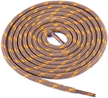 YUPPIE TONE Round Shoelaces Anti Slip Durable Outdoor Climbing Shoe Laces 0.45cm Width 2 Pairs Light Brown/Yellow