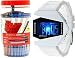 Nataraj GCM Blue Ink Ball Pens ( Pack of 100 Pens ) & Pappi Boss - BRANDED ORIGINAL - WHITE LED Aircraft Model with light --- Digital Display Wrist Watch for Men, Boys, Kids RS.549.00