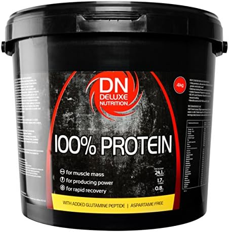 Deluxe Nutrition 100% Protein 4kg Raspberry Ripple With Whey, Isolate Protein And Added Glutamine Peptide
