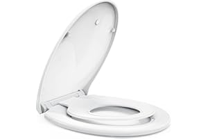 STOREMIC Soft Close Toilet Seat White with Quick Release Function, Simple Top Fixing Family Toilet Seats with Child Seat Built-in, Standard Toilet Seats with Adjustable Hinges, O Shape