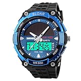Amstt Herren Solar Armbanduhr Wasserdicht Analog Digital Outdoor Chronographen Silikon