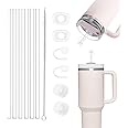 Proxima Direct Straw Spill Stopper Cover Accessories Compatible with Stanley Cup 2.0 40oz/30oz Include 6 Clear Straws Replacement with Cleaning Brush, 4 Leak Sproof Plug & 2 Silicone Cover Caps