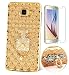 Produktbild Samsung Galaxy A5(2015)/A500F Hülle mit Panzerglas,Ultra Slim Silikon Transparent 3D Glitzer Strass Soft TPU Wasserdicht Shockproof Anti Slip Protection Case,Thin Diamantgitter Crystal Durchsichtig Weichem Silicone Schutzhülle,Glänzend Stoßdämpfend Crystal Blume Case Tasche Etui Bumper Handyhülle mit Drehbar Diamant Ring Standfunktion Tasche für Samsung Galaxy A5(2015)/A500F 5.0Zoll-[flasche golden ]+Panzerglas Folie Displayfoile Displayschutzfolie