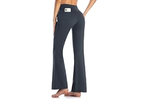 MOVE BEYOND Pantalon et Pantacourt de Yoga Bootcut avec 4 Poches pour Femmes Pantalon Bootleg de contrôle du Ventre