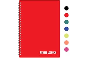 ‎FL FITNESS LOGBOOK Fitness Logbuch Plastik-Cover Schwarz - undatiertes Workout-Tagebuch – A5-Format, dickes Papier, starke Bindung – stilvolles und minimalistisches Trainingstagebuch … (Deutsch, Rot)