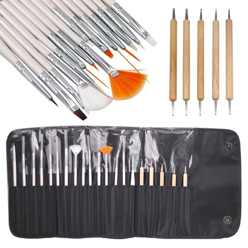20pcs Nail Art Design Painting Dotting Detailing Pen Brushes Bundle Tool Kit Set