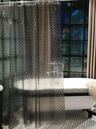 Diossad Shower Curtain 3D Black Waterproof Mildew Resistant PEVA Bathroom Curtain with 12 White Curtain Rings