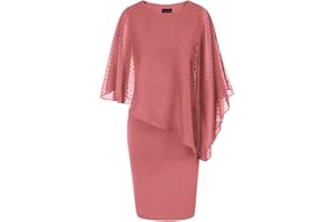 Hanna Nikole Femmes Plus Size Cape Robe en Mousseline de Soie Robes Formelles Robe de Cocktail élégante avec Superposition