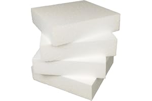 DecoPorex Foam Blocks for Crafts, Square Expanded Polystyrene Stones for Arts and Crafts, Natural White (20 x 20 x 5 cm)