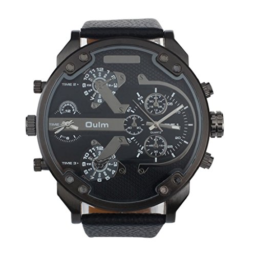 Tonsee Luxus Militr Armee Dual Zeit Quarz groe Dial Armbanduhr OULM Schwarz Tonsee Luxus Militr Armee Dual Zeit Quarz groe Dial Armbanduhr OULM Schwarz