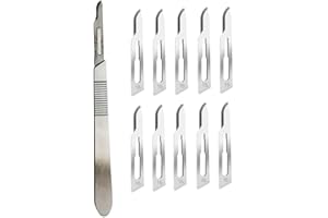 HEMIR ABMRO Lames De Scalpel # 15 Avec Manche # 3 – Rasoir Stérile À Lame Unique Pour Dermaplaning, Dissection, Podologie Et Toilettage Professionnel, Retrait De L'acné, Réparation De Téléphone Portable