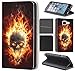 Produktbild CoverFix Premium Hülle für Samsung Galaxy A3 2017 A320 Flip Cover Schutzhülle Kunstleder Flip Case Motiv (1095 Totenkopf Skull Feuer Orange Schwarz)