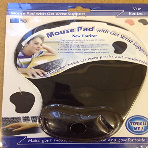 New Horrizon Black Anti-slip Comfort Mouse Pad Mat with Gel Foam Rest Wrist Support (Retail Packing)