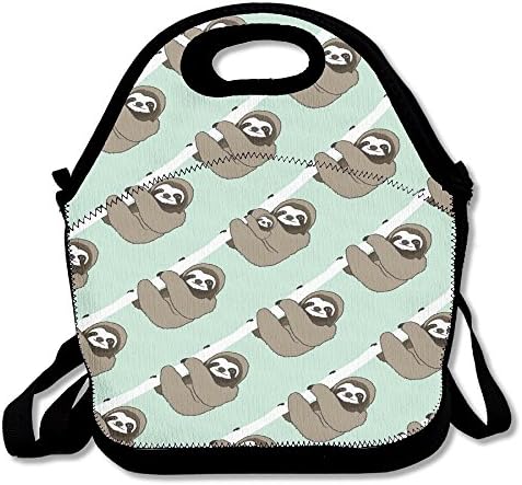 Sloth Card With Little Baby Lunch Tote Bag Picnic Lunchbox Insulated Reusable Container Organizer Form Adults, Kids