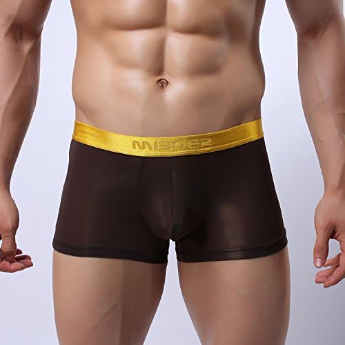 CU@EY Men's Underwear flat angle yarn hollow,coffee,M
