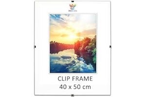 MG Design Cliprahmen 40 x 50 cm – rahmenloser Bilderrahmen mit Acrylglas & HDF Rückwand – für Fotos, Poster & Puzzle, vertikal & horizontal