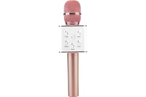 DRSYXCS Wireless Microphone for kids Adults, Bluetooth Microphone with Voice Changer, Portable Karaoke Mic Speaker Machine Singing Toy Compatible with iOS Android Devices for Party Home KTV(Rose Gold)