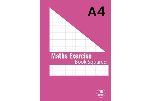 Maths Exercise Book Squared A4: 10mm Square Grid Paper Notebook for Mathematics (Math), Science, Graph, Writing Pad 100 Pages