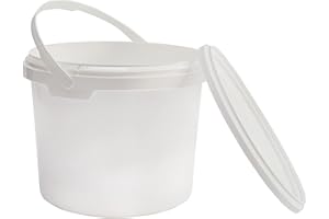 Nipter Seau en Plastique de qualité Alimentaire avec Couvercle, Blanc, 100% recyclables, 1L x 20 pièces