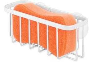 INTERDESIGN iDesign Gia Caddy, Dish Sponge Holder, Essential Kitchen Sink Organiser, Metal, Pearl White