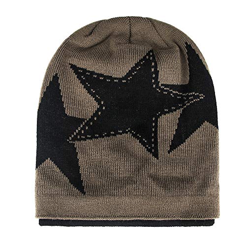 Preisvergleich Produktbild Beanie mütze Unisex Strickmütze Warm Wintermütze Teddyfleece Innenfutter Mode Gestrickte Mütze Street Classics Kappe Hut Cap für Herren Damen, Schwarz Braun Khaki Marine.