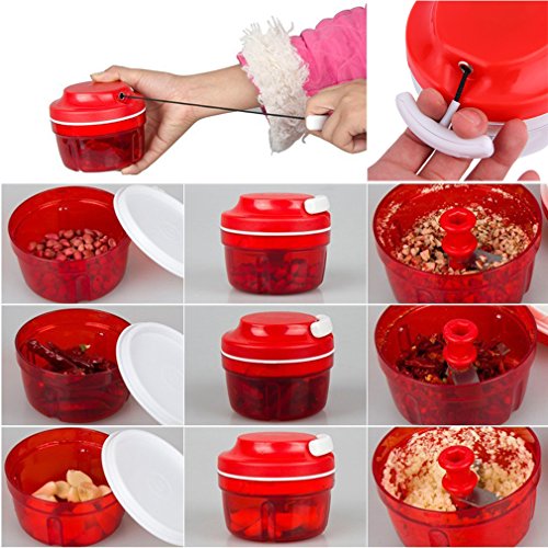 Preisvergleich Produktbild FairytaleMM Bequemer Plastikküchen-Nahrungsmittelzerhacker Dicer-Schneidmaschinen-Fleisch-Schnei... für Das reibende u. Zerreißende Ingwer, Red & transparent