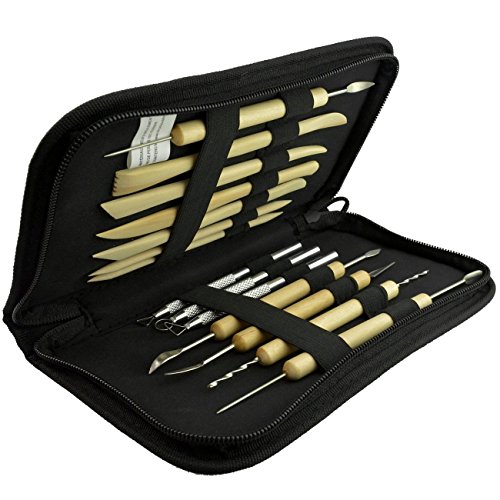 SUMERSHA Modellier-Werkzeug aus Holz und Metall Keramik Ton Skulptur Carving Werkzeug Set 14 Stück - 2