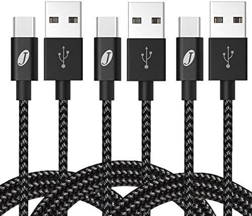 [3 Pack 2m] Type C Cable, Jecent 6.6ft Long Nylon Braided USB C Charger Cable Fast Charging Lead Cord for Samsung Note 8 S8/S8+, LG G5/G6, Nexus 5X/6P, Onplus 2/3T, Sony Xperia XZ, Huawei P9, Nokia N1, New MacBook 2015, ChromeBook Pixel, Nintendo Switch and More USB C Devices(Sliver Black)
