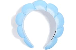 Bottega della Principessa - Diadema Skincare para el Pelo de Mujer abombada de Torciopelo - Diadema viral Tik Tok - para Maquillaje con Dust bag (Azùl claro)