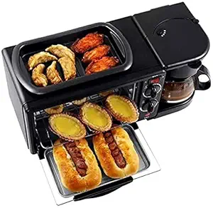 ZINZA 3 in 1 Home Breakfast Machine Coffee Maker Frying Pan Bread Toaster Electric oven Bread baking machine