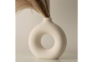 RYDDELIGHOME Large Vase For Pampas Grass, Living Room Decor, Bedroom Decor, Dining Table Decorations, Aesthetic Room Decor, Boho Home Decor, White Vase Kitchen, Large Round Vase Shelf Ornaments