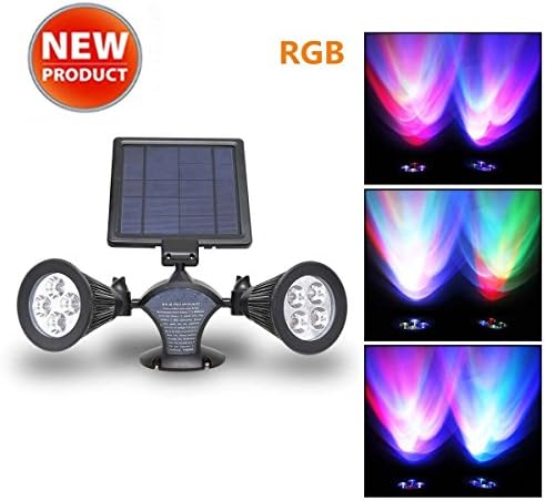 [Upgraded Double Lamp Base] Yinghao 400 Lumen 2 Lamp Base Color Changing Solar Spotlight,360°angle Adjustable, Solar Light Outdoor Garden for Wall, Patio, Deck, Pool Area, Etc.