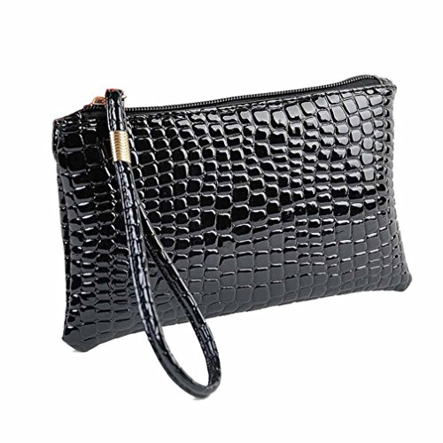 Preisvergleich Produktbild Xinan Frauen-Krokodil-Leder-Kupplungs-Hand (Schwarz)