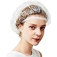 ECVV 100 Pcs Disposable Shower Cap Thickening Women Waterproof Shower Hat High Elastic Conditioning Steam Cap for Hair Treatment, Women Spa, Travel, Men and Hotel-Normal Size