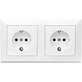 Double Socket, Wall Plug, Double Socket, White, Surface Mount, 10AX,16A,250V, 2 Sockets
