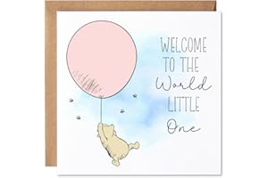 Maise & Rose New Baby Card | Baby Girl Welcome To The World Card | Winnie The Pooh New Arrival Card | Congratulations On Your New Baby | P7