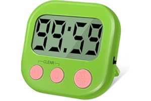 HOINYA Kitchen Timer, Digital Visual Timer Magnetic Clock Stopwatch Countdown Clock, Large LCD Screen Display Big Digits, Loud Alarm for Cooking, Shower, Bathroom - Green