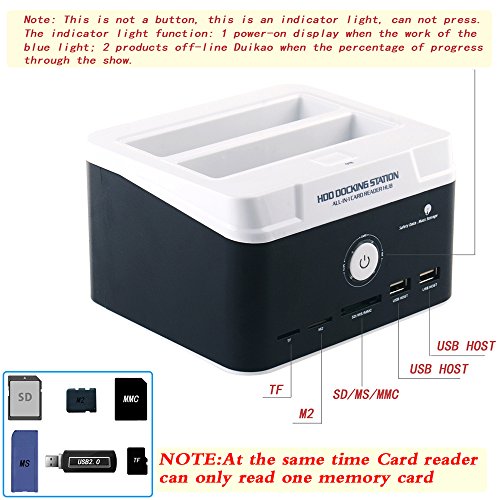 WANLONGXIN WLX-895U2ISC-DE USB 2.0 zu SATA IDE Dual-Steckplätze Extern Festplattenlaufwerk-Dockingstation Mit Kartenleser Und 2 Port USB 2.0 Hub, Für 2.5 3.5 Zoll Festplatte IDE SSD SATA I / II / III (Unterstützung WD IDE-Festplatte) - 2