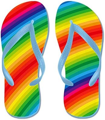Lplpol Rainbow Striped Pattern And Pilgrim Flip Flops Sandals Flip Flops for Adults M with Blue Flip Flops Belt