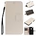 Produktbild Lonchee Huawei P8 Lite 2017 Wallet Tasche Brieftasche Schutzhülle , Paar Löwenzahn geprägt Muster Design Hochwertige PU Leder Folio Tasche Case Hülle im Bookstyle mit Standfunktion Kredit Kartenfächer (Weiß)