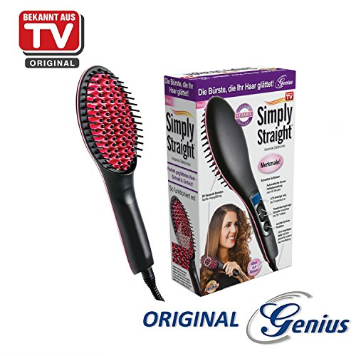 Genius Simply Straight Keramik Haar-Glätt-Bürste | 2 in 1 Glätteisen & Bürste | LCD-Temperaturanzeige bis zu 230 °C | Für alle Haartypen | Bekannt aus TV | B-Ware wie NEU