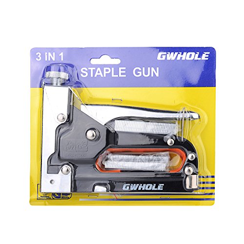 GWHOLE Handtacker mit 600 Stk. Klammerset zur Befestigung vom Polstern, Holz, Stoffe, Folien - 2