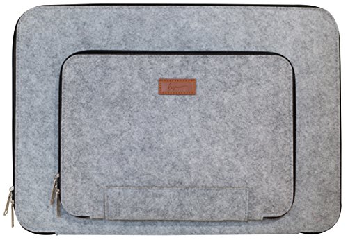 Laptop Tasche f  r 15 Zoll Laptop  Filztasche f  r Laptop  15 Zoll Notebook Tasche f  r Macbook Schutzh  lle   Zus  tzliches Fach au  en  Hellgrau Sch