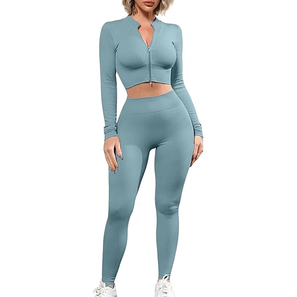 Set Allenamento Donna 2 Pezzi - Top E Leggings Senza Cuciture, Traspirante, Per Yoga E Fitness - Foto 4