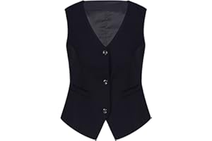 Freebily Gilet da Donna Gilet da Abito Formale da Lavoro Senza Maniche Bar Negozio Cameriera Panciotto Gilet Giacca Capispalla Tailleur Smanicato Blazer Cerimonia